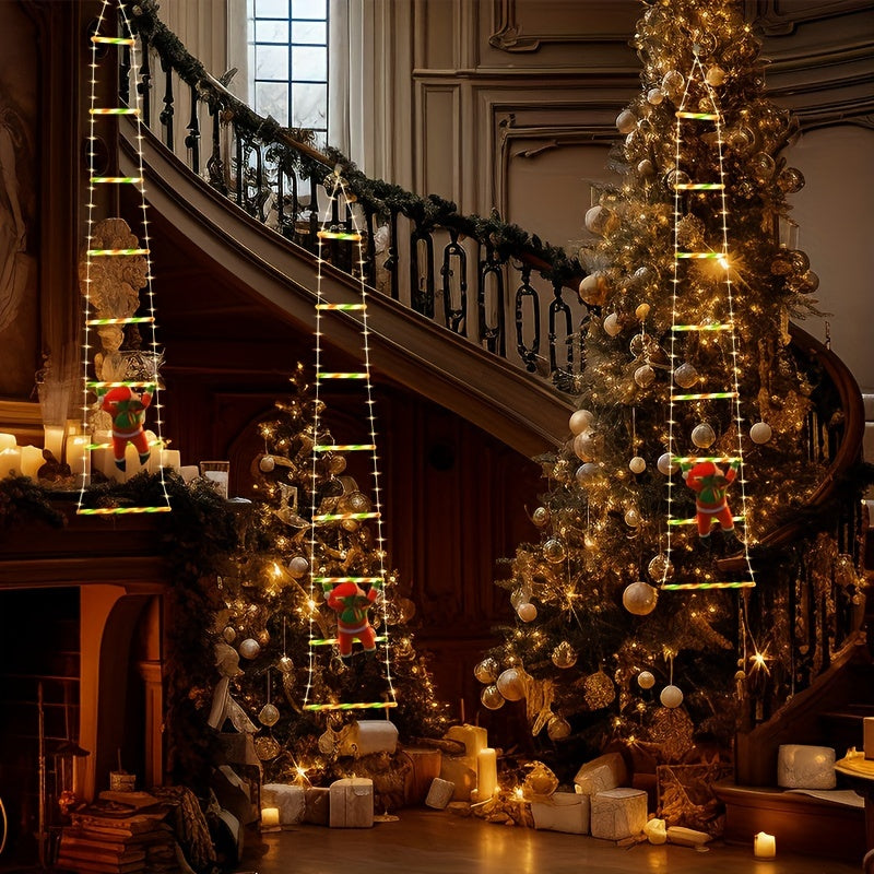 1 Set of New Waterproof LED Ladder Santa Claus Light String to Create a Christmas Atmosphere Christmas Decoration Light String USB Remote Control Decorative Light Rainbow LED Decorative Light 3m/1.7m Outdoor Courtyard Decorat