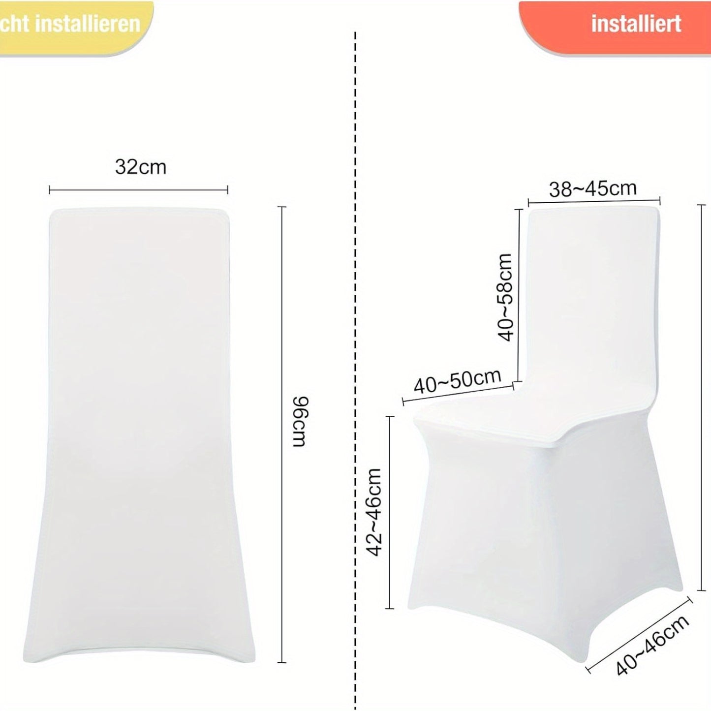 50-100 PCS Set Elegant White Stretch Chair Covers with Bowknot - 50/100pcs Set for Weddings & Parties Birthday Wedding Decoration Home Indoor Outdoor Accessories