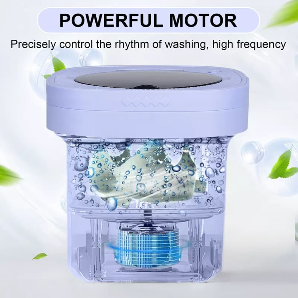 Portable Foldable Mini Washing Machine with Blue Light | Fast 10-Min Cleaning for Small Laundry | Ideal for Underwear, Socks, Towels, Travel & Dorm Use | Compact Washer with Spin Assist