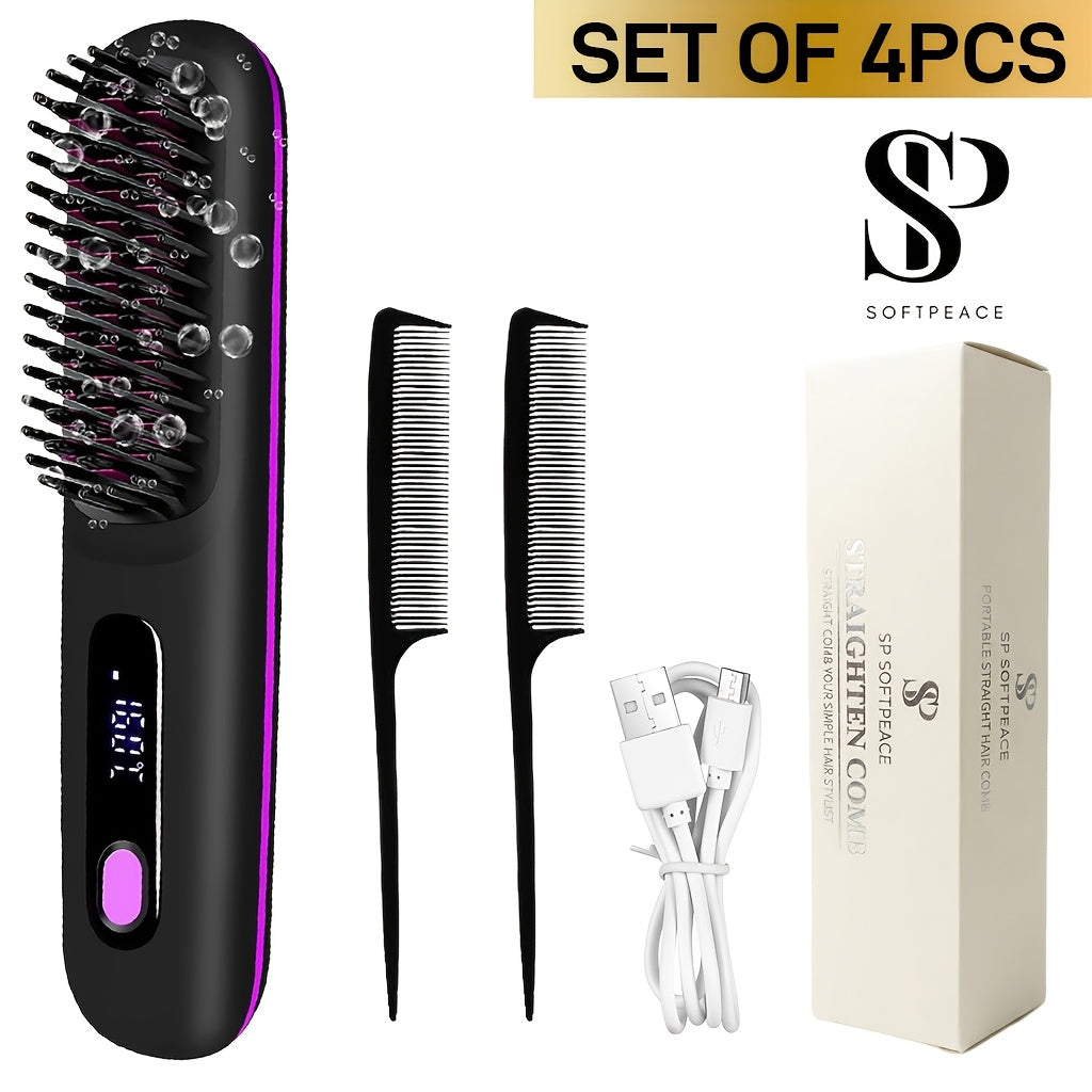 NEW Set Portable Straightening Comb, Quick Hair Straightener, Straightening Styling Tool, Smart Digital Display Precise Temperature Control. Long-Lasting Hold Without Damaging Hair, Straightening and Curling Dual Use
