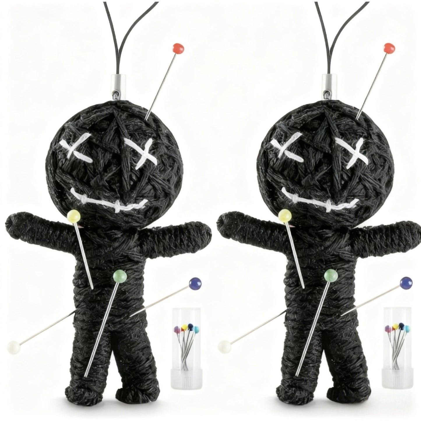 2 Sets of Knitted Voodoo Woven Ornaments Occult Party | Each Set Includes 5 Needles - Black Humor Style, Suitable for Parties or Joke Occasions, Boho Fabric Style
