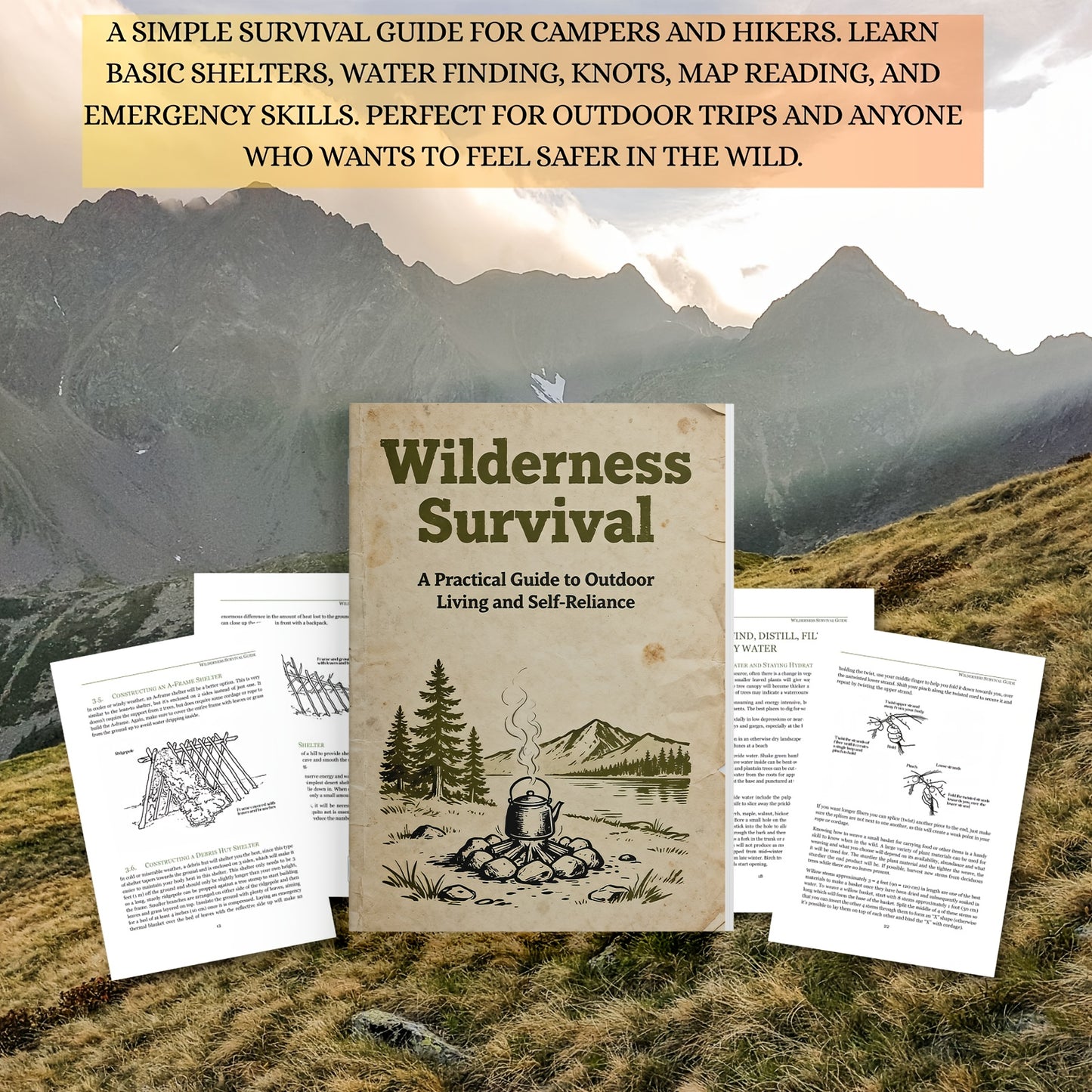 Wilderness Survival Journal for Camping, Hiking & Bushcraft – Outdoor Skills Bible with Fire-Making, Shelter Building, Water Purification, Hunting & Emergency Tips for Preppers & Nature Lovers