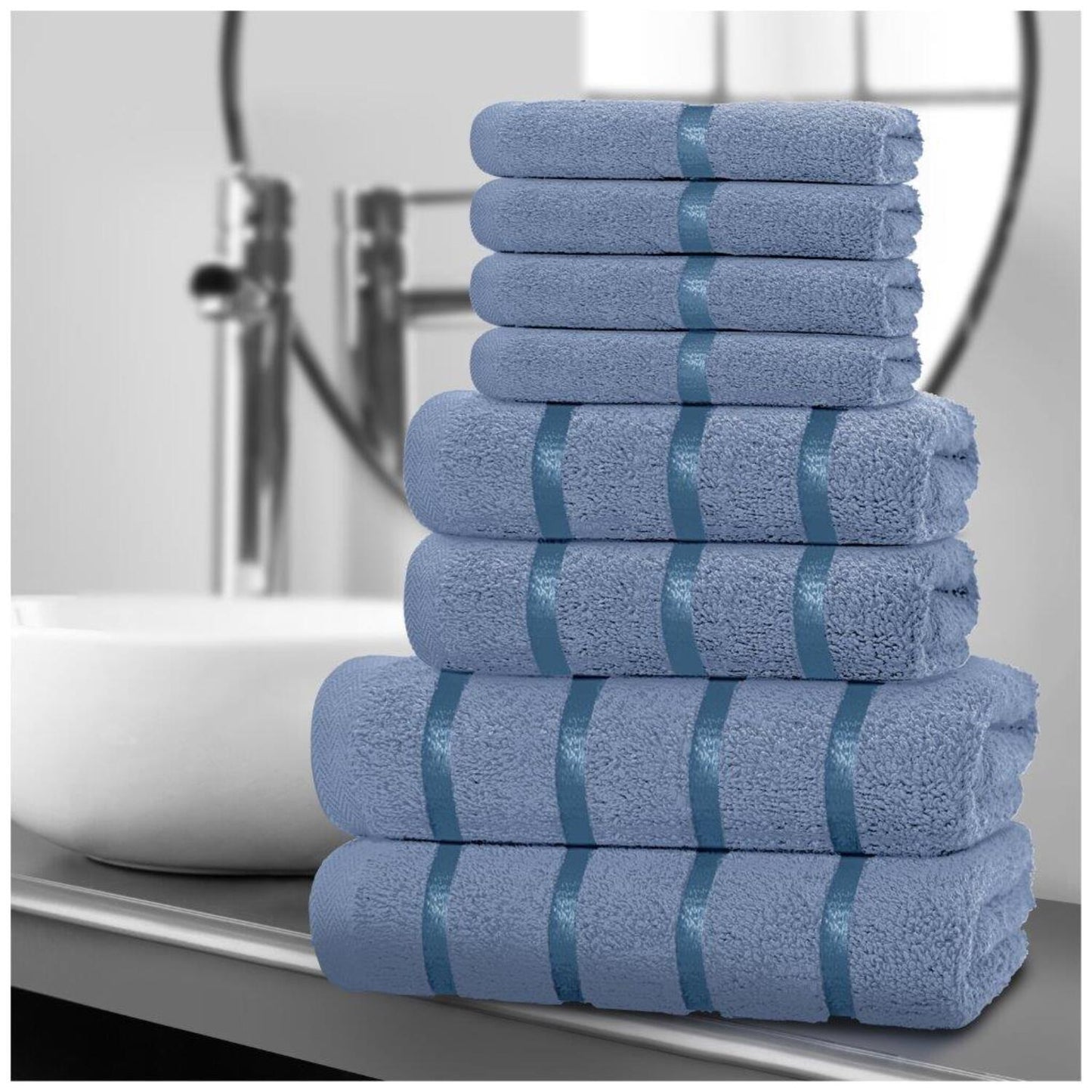 8pcs Egyptian Luxury Cotton Towel Set | Quick-Drying & Highly Absorbent | Includes 4 Face, 2 Hand, 2 Bath Towels | Sophisticated Boston Design | 15 Elegant Colors | Machine Washable