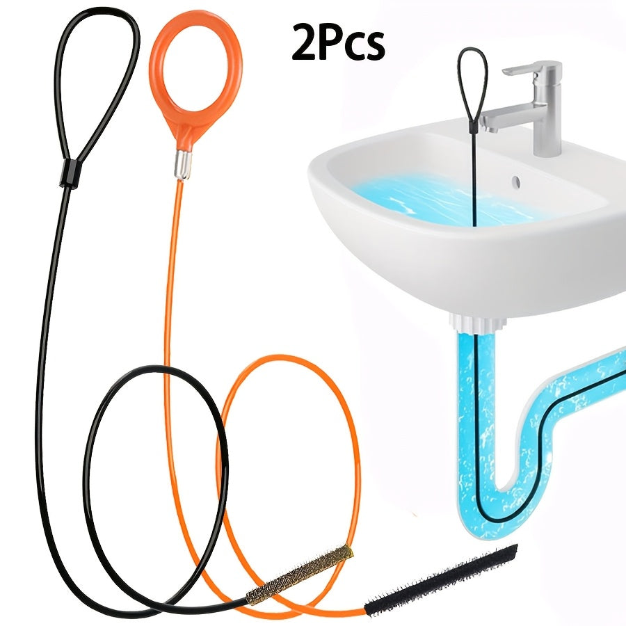 2 PCS Set Heavy-Duty PVC Drain Tool Set with Hair-Catching Clog Remover for Shower, Bathtub, Sink & Toilet Pipes - PVC Plumbing, Bathtub & Sink Drains (No Chemicals/) - Hair Clog Removal System for DIY & Use
