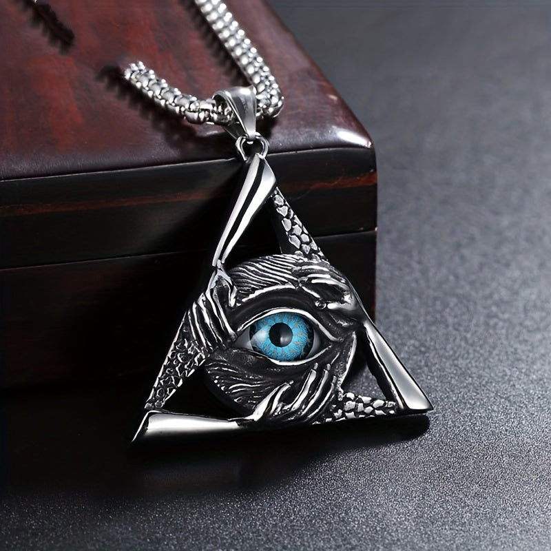 Illuminati Vintage Religious Style Triangular Eye Freemason Women Men's High Quality Metal Pendant Necklace Classic Gothic Punk  Amulet Mysticism Secret Sociates Products Jewelry Accessories