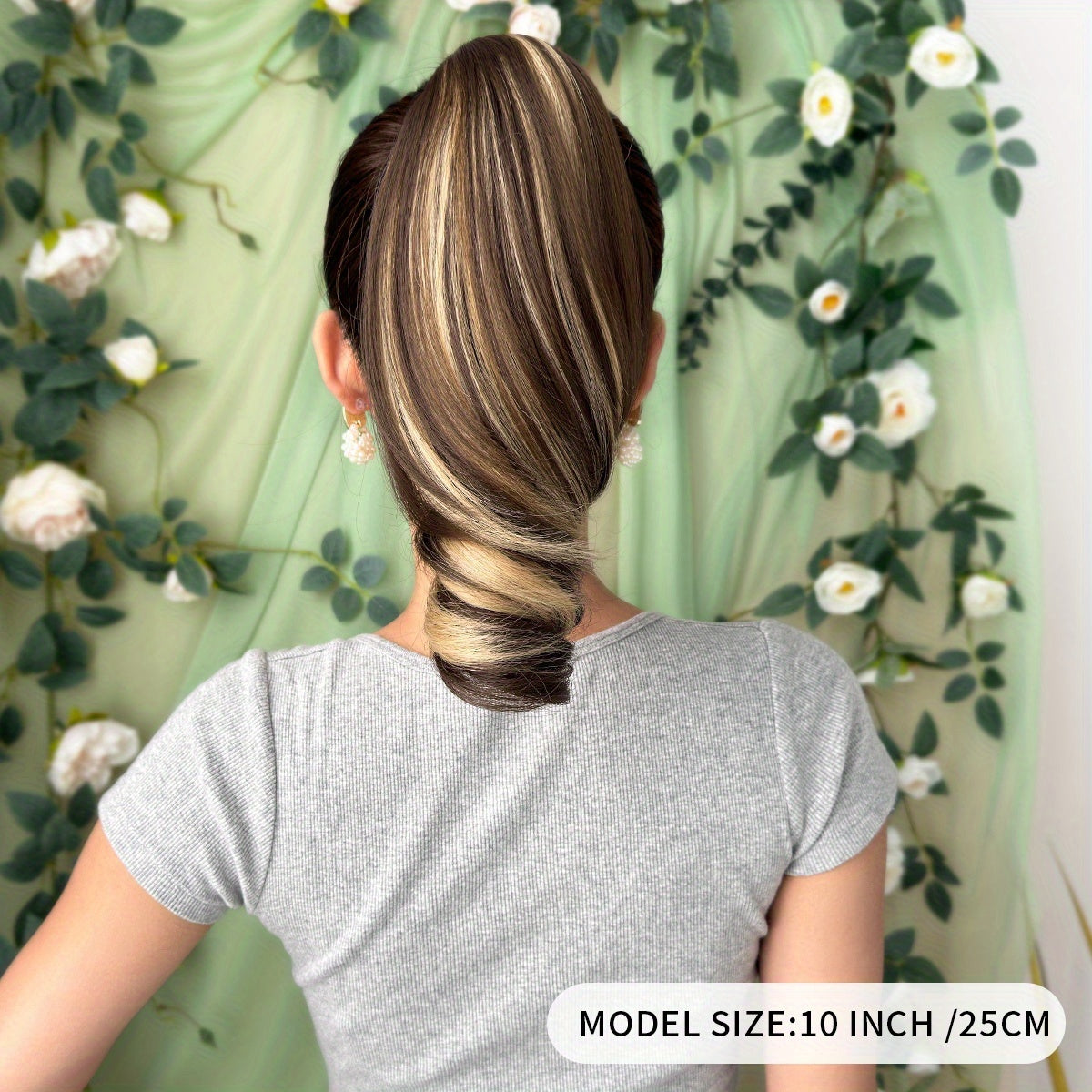 Women's Heat-Resistant Synthetic Hair Extension - 25.4cm Deep Wave Claw Ponytail Wig with 7 Color Options (Black, Brown, Golden, Gray, White, Brown/Black Gradient, | Look For Parties, Daily Use, Easy To Style & Maintain