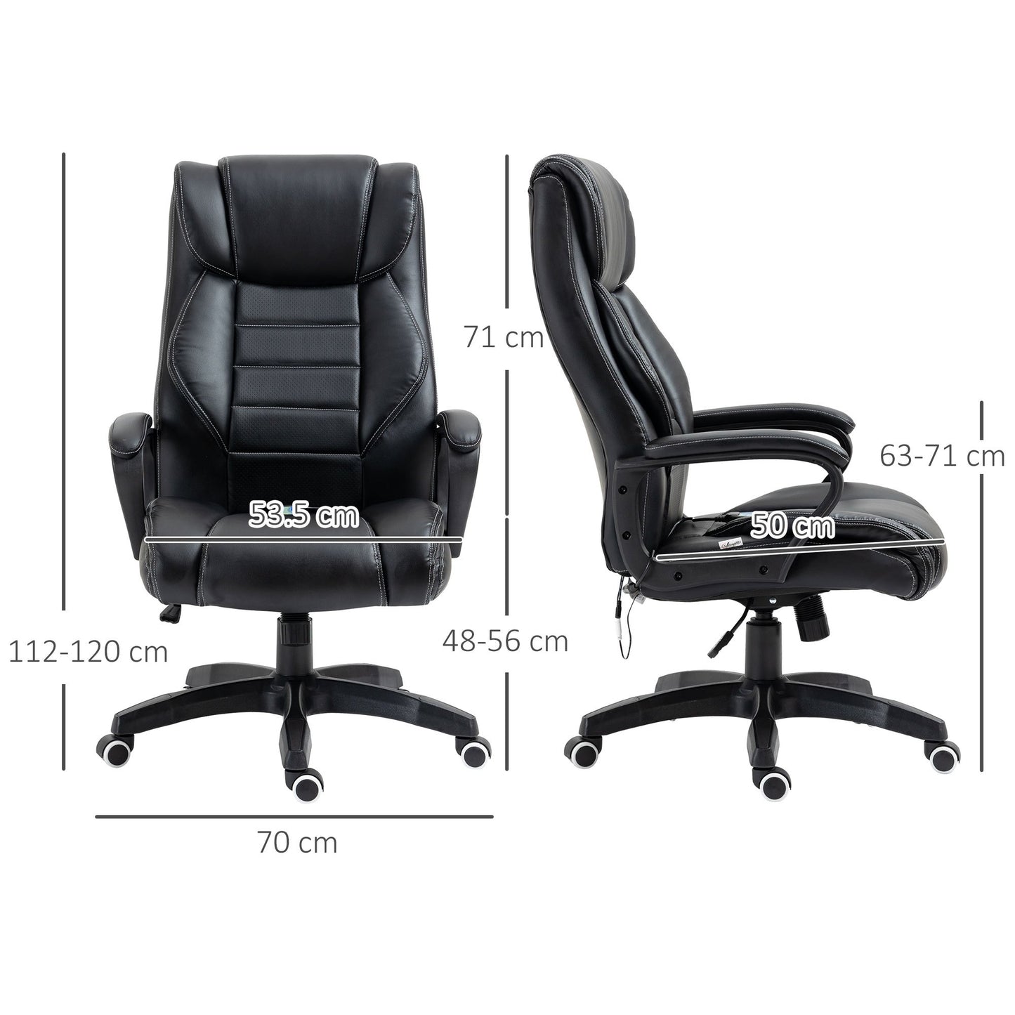 High Back Executive Office Chair 6- Point Vibration Massage Extra Padded Swivel Ergonomic Tilt Desk Seat