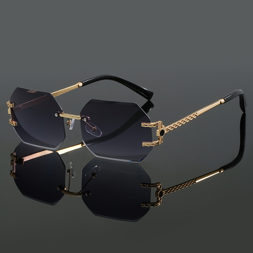 Just Arrived Women's Y2K Metal Fashion Square Rimless Fashion Glasses for Daily Casual Street Snap Selfie Trendy Personality Minimalist Decorative Fashion Glasses for Travel Beach Camping.