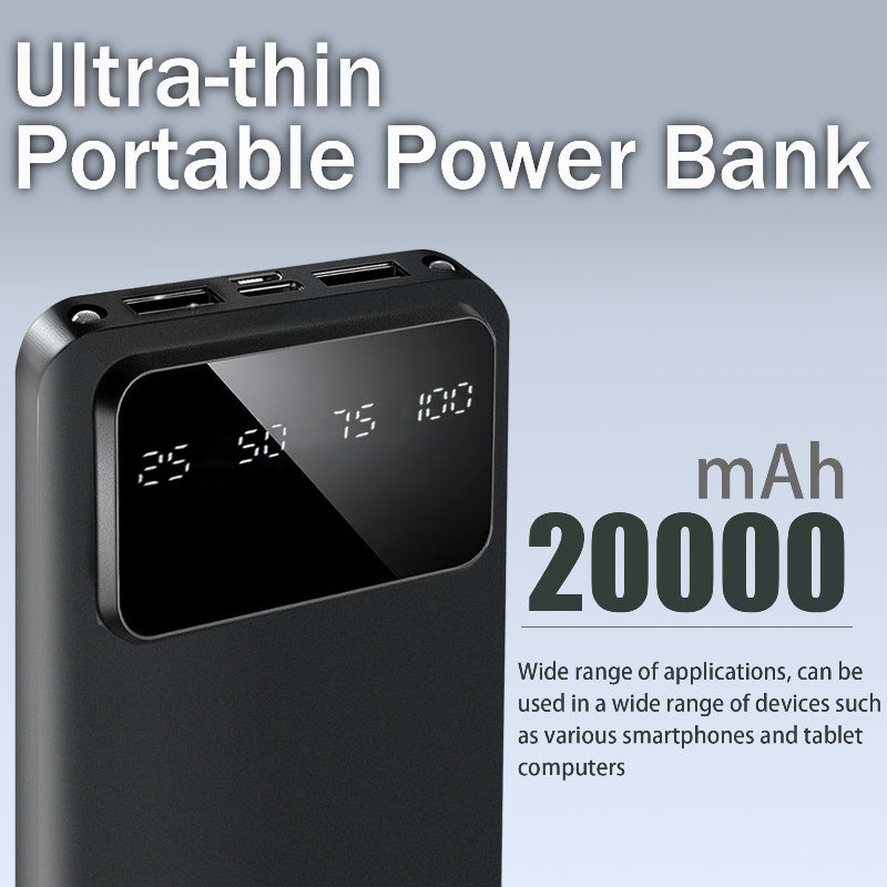 High-Capacity Portable Power Bank with 10000/20000Mah, Ideal for Charging Android Devices And Mobile Phones, Featuring an LED Display, Dual Output Ports, And Available in Various Colors