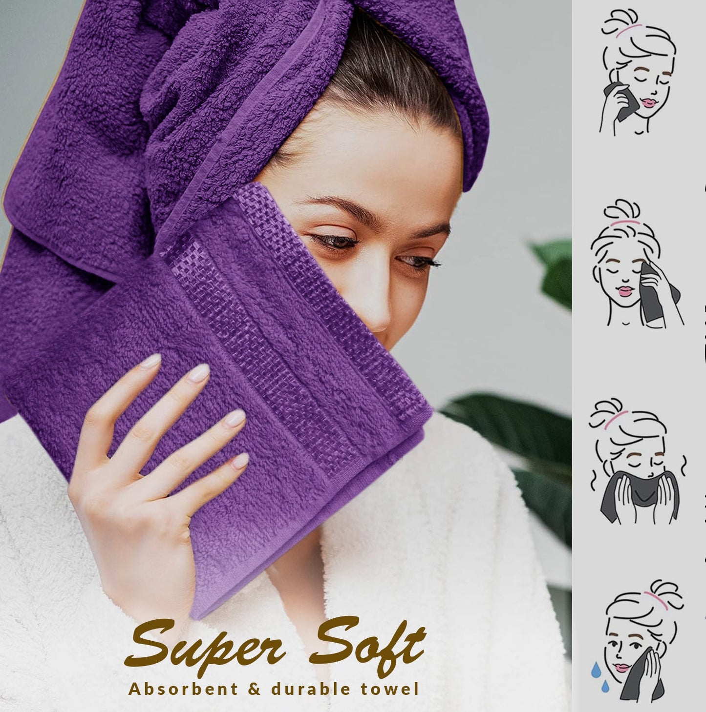 12 PCS Set from Kashmir Flannel Face Cloth - 100% Cotton Face Towels Soft & Absorbent Super Quality Washcloths 30x30CM, Fingertip Towels for Make-Up Removal & Cleansing - Bathroom Accessories