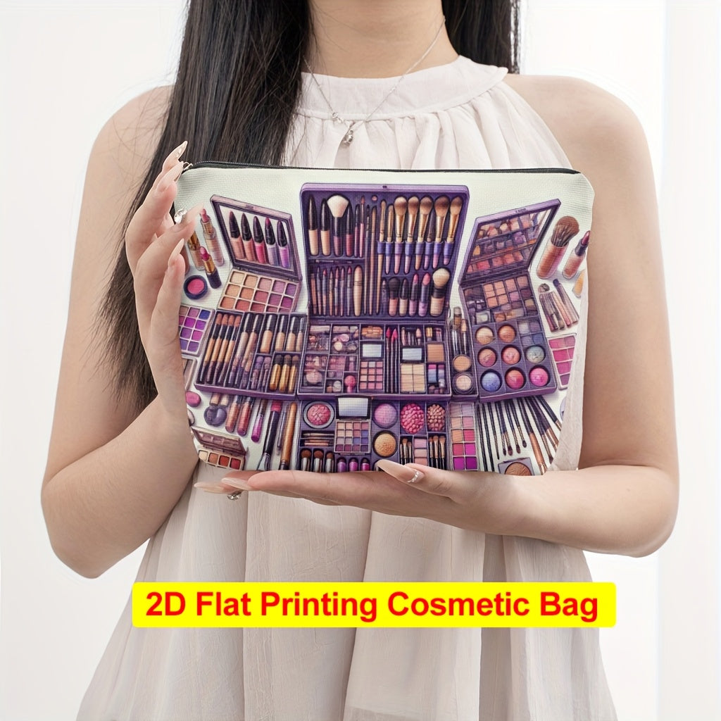 A Makeup Bag Outdoor Travel with a Variety of Makeup Tools, Made of Linen, Suitable for Both Men And Women.  Portable, Foldable, Features a Zipper Closure Women Cosmetic Accessories