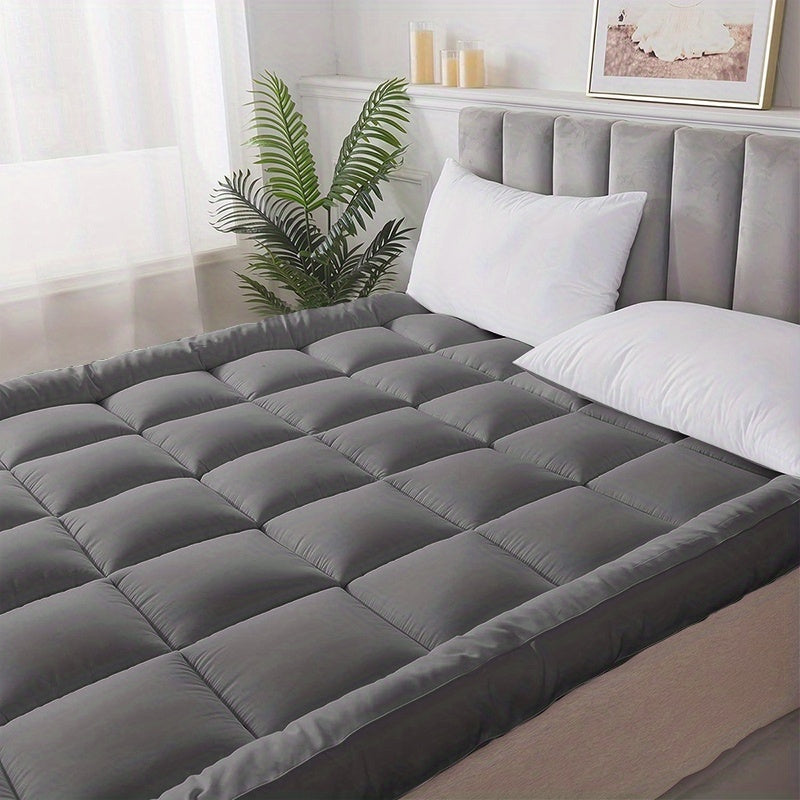 NEW White/Black/Blue/Gray Color Home Hotel Quality Mattress Topper 10cm / 4 inch Thick Filling with Elasticated Straps in Single, Small Double (4Ft), Double, King, Super King Size Bedding Supplies