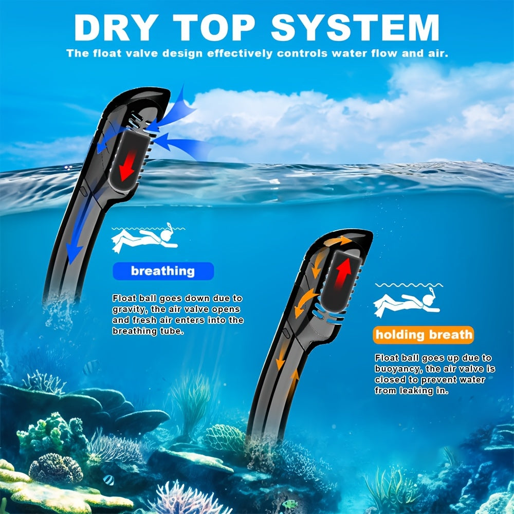 Snorkeling Mask Breathing Tube Set Large Frame Silicone Mask, Anti-Leak Anti-Fog Snorkel Mask Swimming Goggles for Men Women