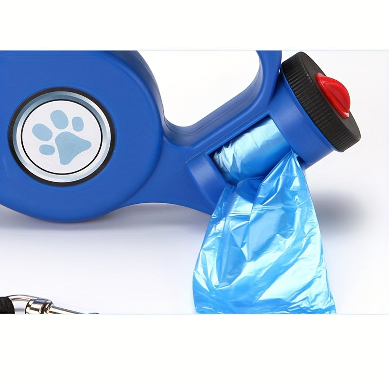 Pet Retractable Black Leash with a Trash Bin, Dog Leash, Pet Leash, Includes Free Trash Bags.