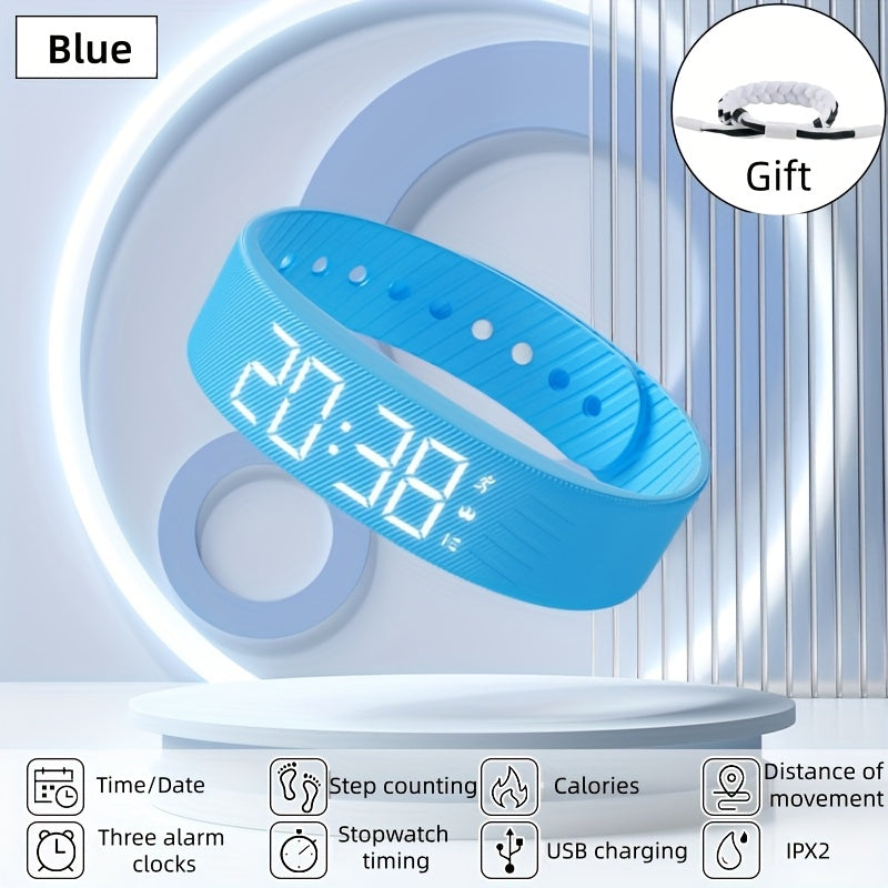 Slim Smart Fitness Watch with Step Tracker, Calorie Counter & Alarm Clock - USB- Digital Wristwatch for //Students, Pedometer, Stopwatch, Soft Strap (Compatible with /, No) - Ideal for Sports & Daily