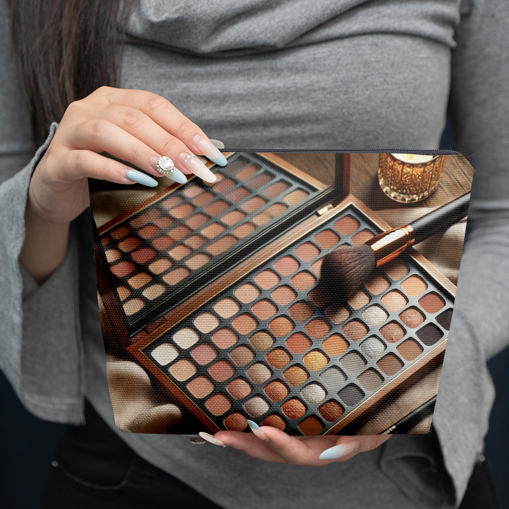 Makeup Bag Featuring a Colorful Makeup Palette, Made of Linen Material, Portable And Foldable, Suitable for Both Men And Women, with a Zipper Closure. Ideal for Friendship, Birthdays, Valentine's Day, Graduations, Holiday Gif