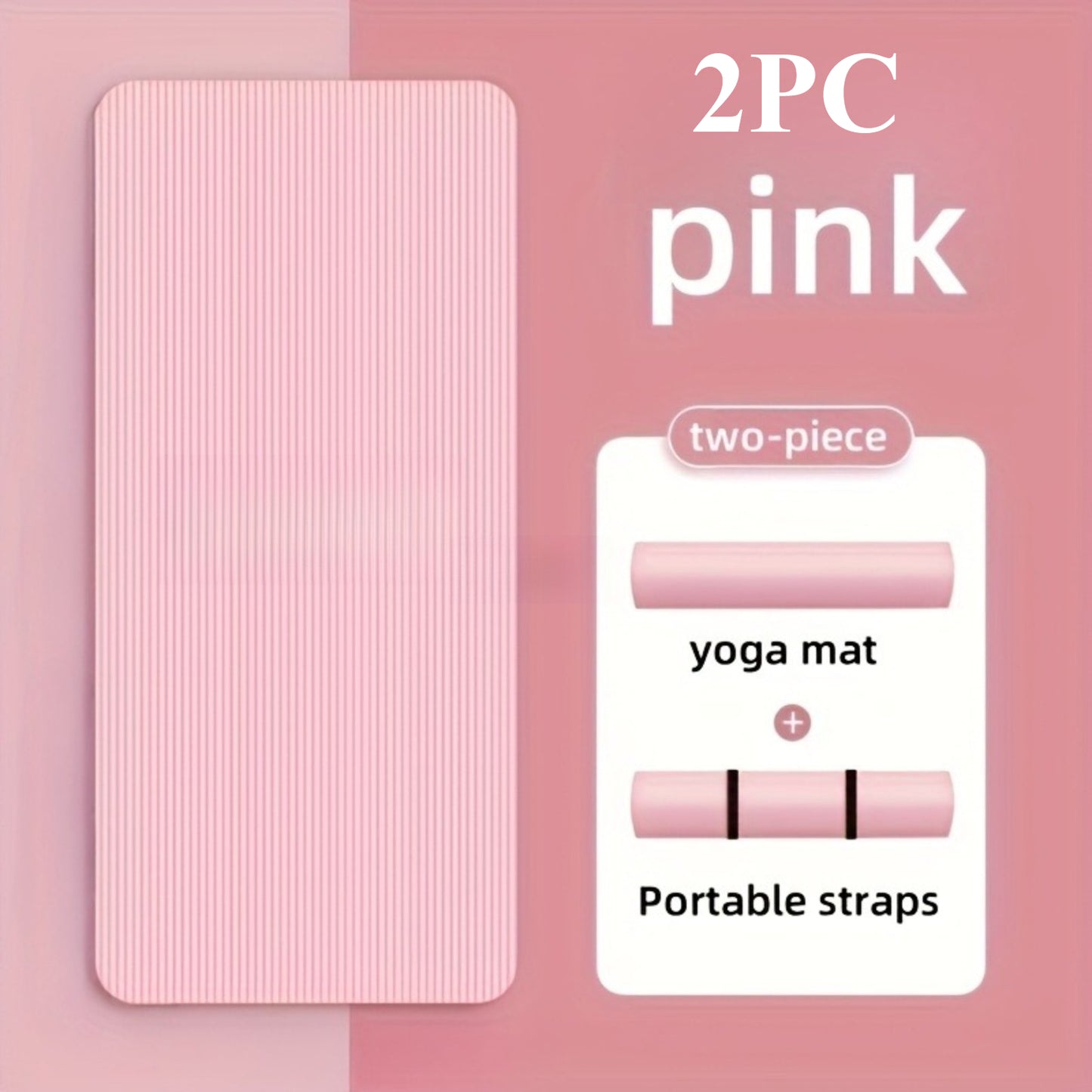 2 PCS with Rope Set 8mm Ultra-Elastic Yoga Mat | 72.8-inch Large Size, High-Density Soundproofing, Professional Sports Mat + Rope Set Upgrade, Purple, Pink, TPE Material