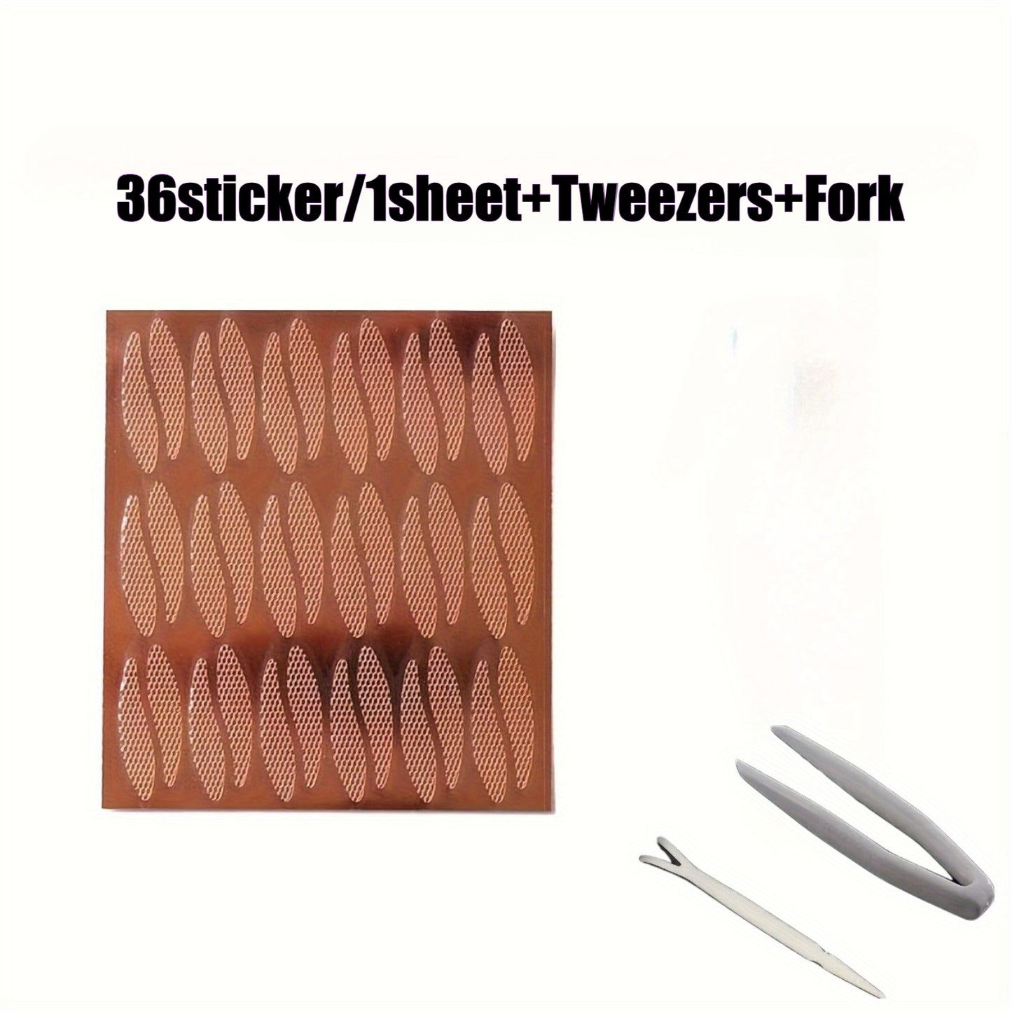 NEW 36 PCS Droplet-Shaped Double Eyelid Stickers + Tweezers + Fork Designed to Enhance The Appearance of Round, Naturally Large Eyes. For Sagging Eyelids They Feature a Curved Design for Easier Application
