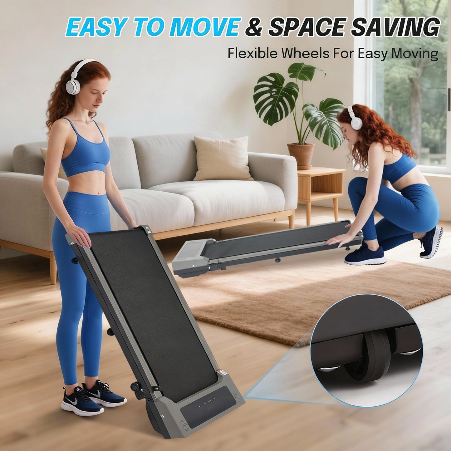 NEW Arrivals For Home Gym Wireless Remote Control Electric Walking Pad Treadmill Under Desk Smart Running Machine For Home & Office Bluetooth Women Men Sports Supplies