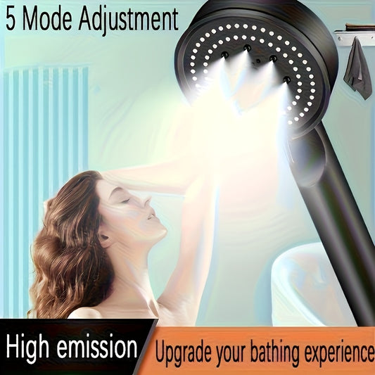 NEW Arrivals High-Pressure Handheld Shower Head with 5 Modes | Durable Baked Paint End, No Batteries Required, Suitable for Bathrooms, Hotels, Camper Vans, Universally Applicable