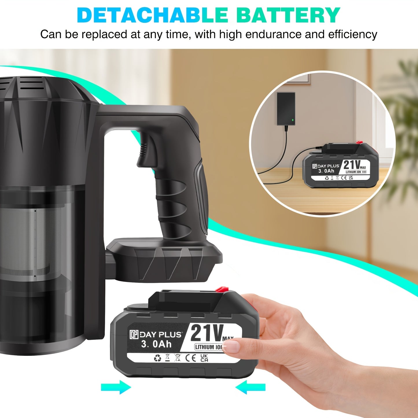 6in 1 Cordless Vacuum Cleaner 45KPA Cordless Stick Vacuum Battery LED Display Self-Standing Vacuum, Lightweight Vacuums Handheld Bagless Vacuum Cleaners for Pet Hair/Carpets/Floors Cleaning Cleaner
