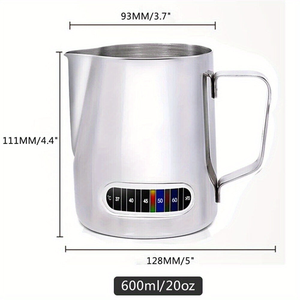 NEW Coffee Milk Frothing Jug Frother Latte Container Metal Pitcher with Thermometer