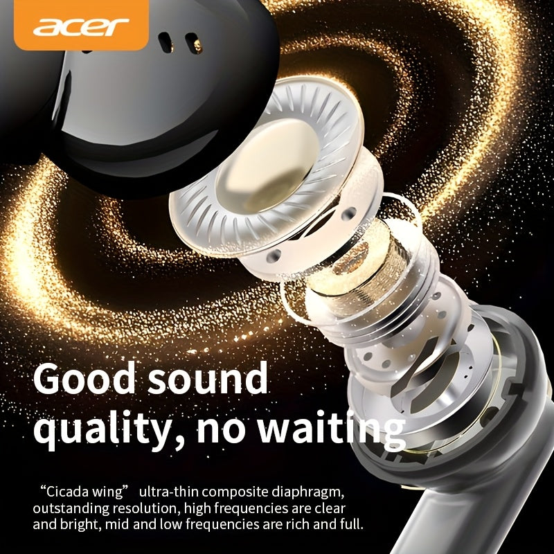 Original Acer Official Genuine Product] In-Ear Design | TWS Wireless Earbuds | Stereo | Deep Bass | Low Latency for Calls | Comfortable Fit (For Study/Business/Sports/Running/Fitness) | Portable Design | Multi-Device Compatib