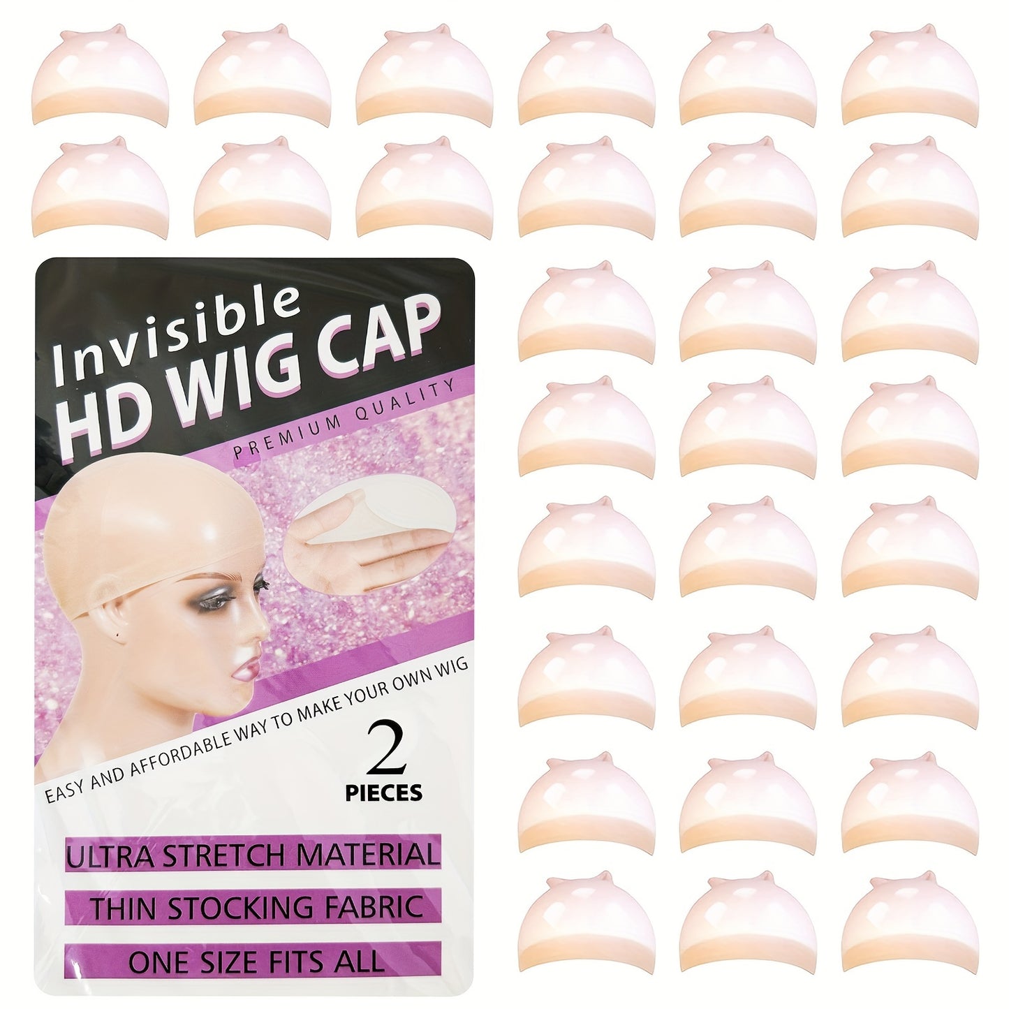 30pcs Ultra Thin Invisible HD Wig Caps for Women - Transparent Nylon Stocking Caps for Lace Front Wigs, Bald Caps, Sheer Nude Wig Accessories, No-Slip Fit, Sleek Design, Wig Caps for Wigs