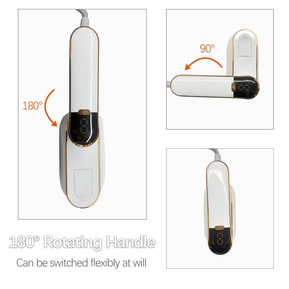 2 in 1 Steam Iron with 3 Level Steamer, Wet/Dry Portable Iron with LCD Screen & 180 Degree Rotating Handle for Silk, Wool, Cotton, Chiffon, Linen, Nylon (White)