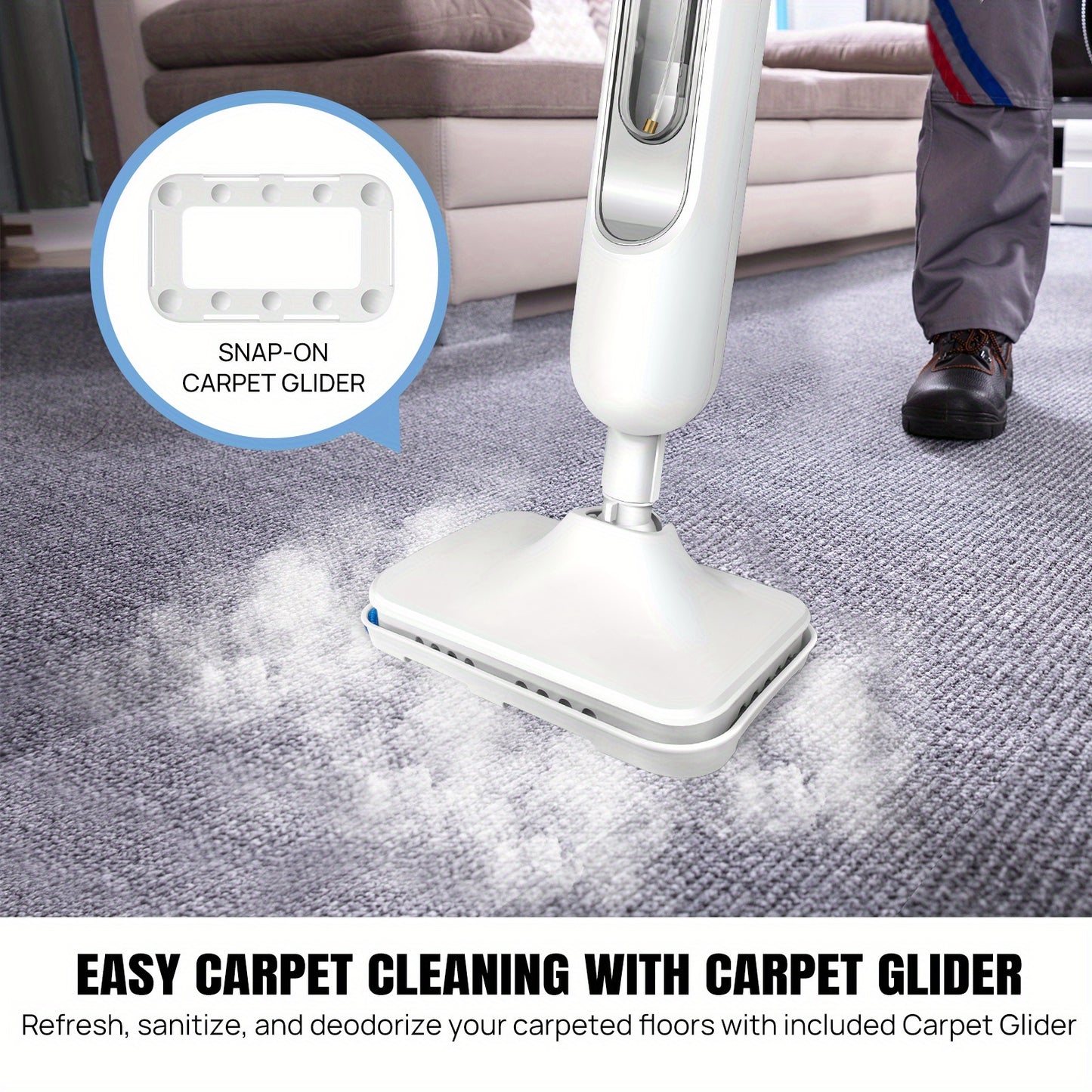 Floor Steamer Mop for Hard Floor Cleaner, Steam Cleaner Electric Mop 3-in-1 Hard floor Wet Dry Dust Flat Cleaning Mop with 400ml Tank, Lightweight Steam Cleaner with 2 Washable Cleaning Pads, Tile Floor Cleaner for Laminate F