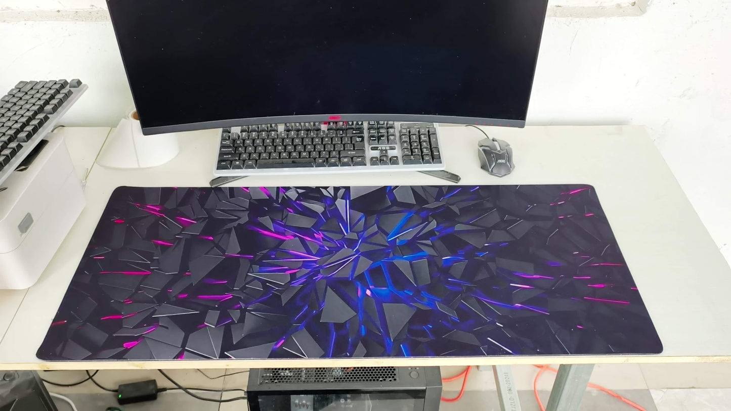 Oversized (150x80cm) Small (70x30cm) Modern Black Mouse Pad Featuring Bright Neon Designs - Premium Quality with a Rubber Backing - Sturdy Desk Mat Suitable for Gaming And Office Aesthetics - Perfect Present for Christmas And