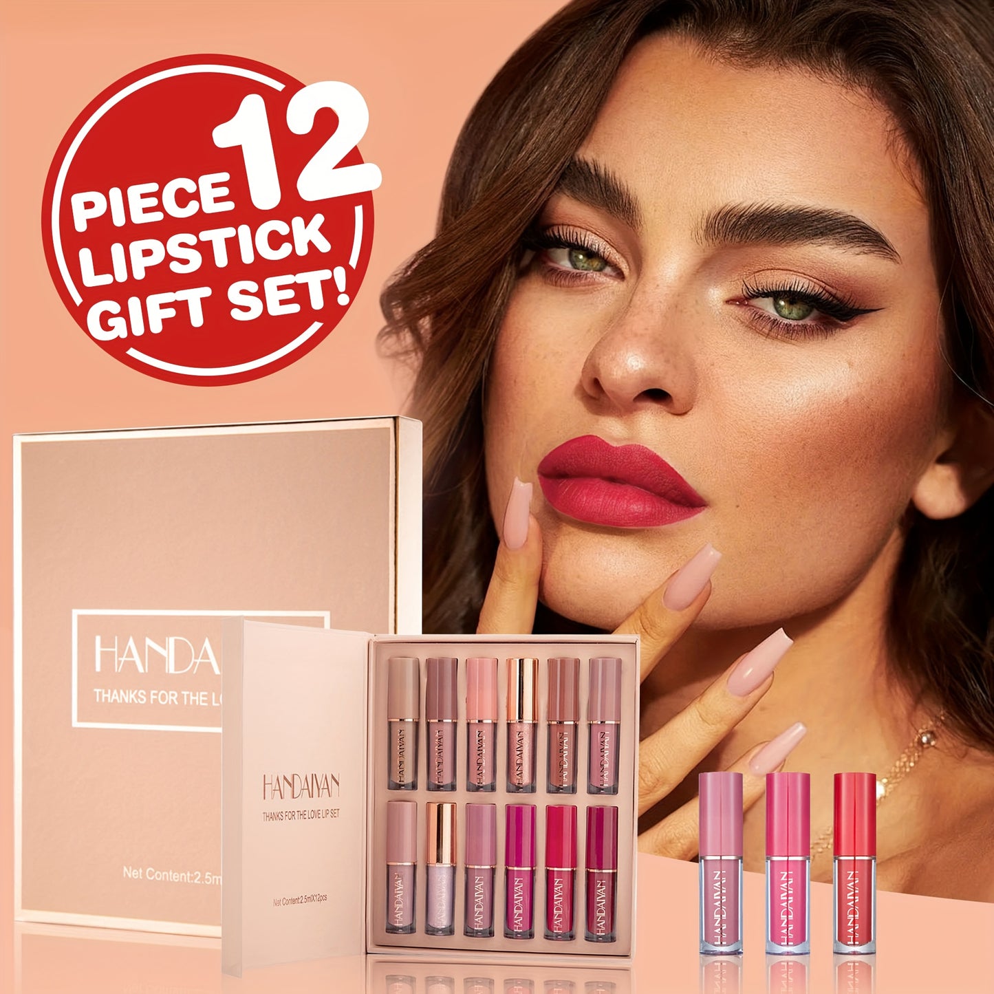 12 PCS Set Velvet Lip Color Set, a Collection of Liquid Lip Colors That Are Non-Drip, Long-Lasting, Waterproof, And Matte. Perfect As a Gift for Women Cosmetic Sets