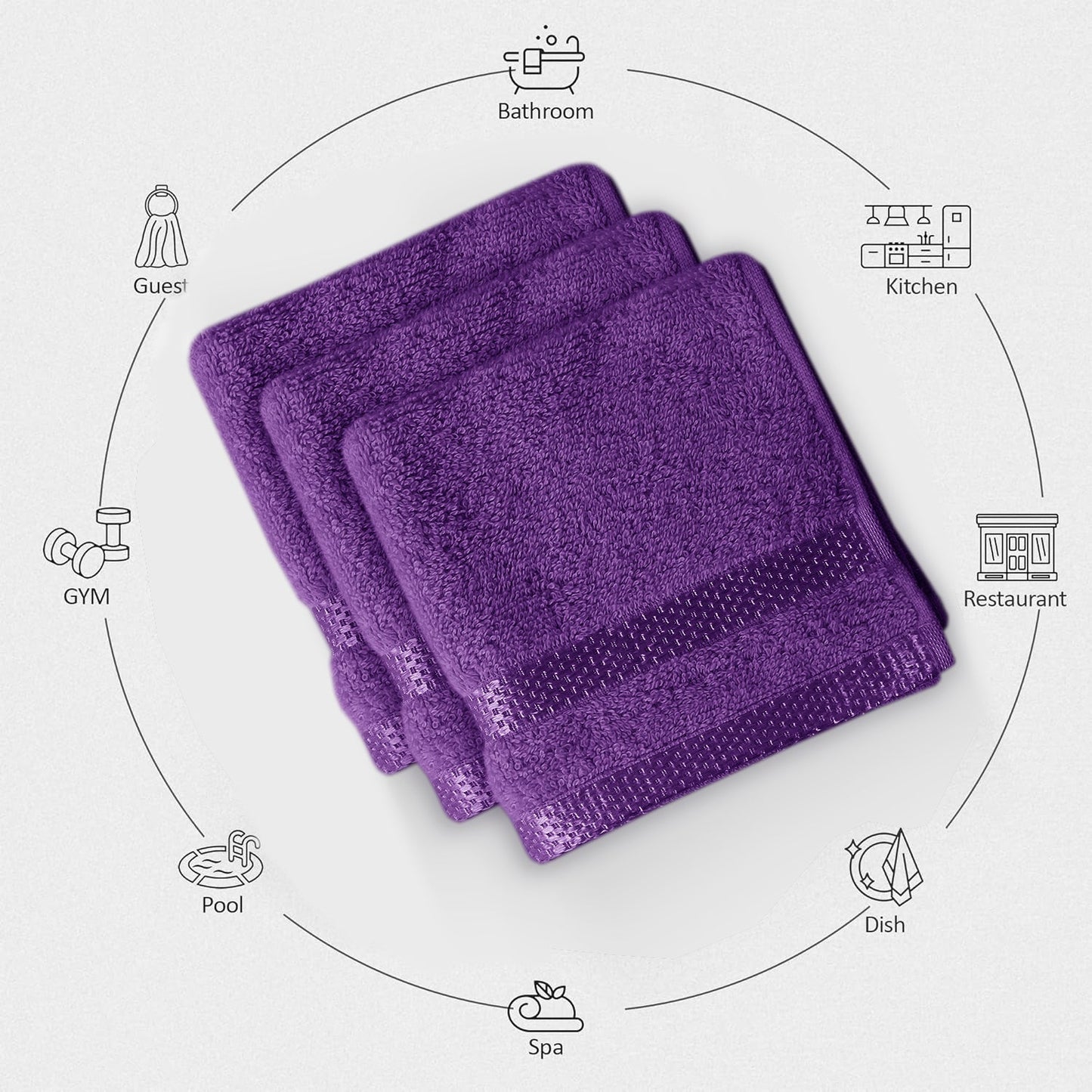 12 PCS Set from Kashmir Flannel Face Cloth - 100% Cotton Face Towels Soft & Absorbent Super Quality Washcloths 30x30CM, Fingertip Towels for Make-Up Removal & Cleansing - Bathroom Accessories