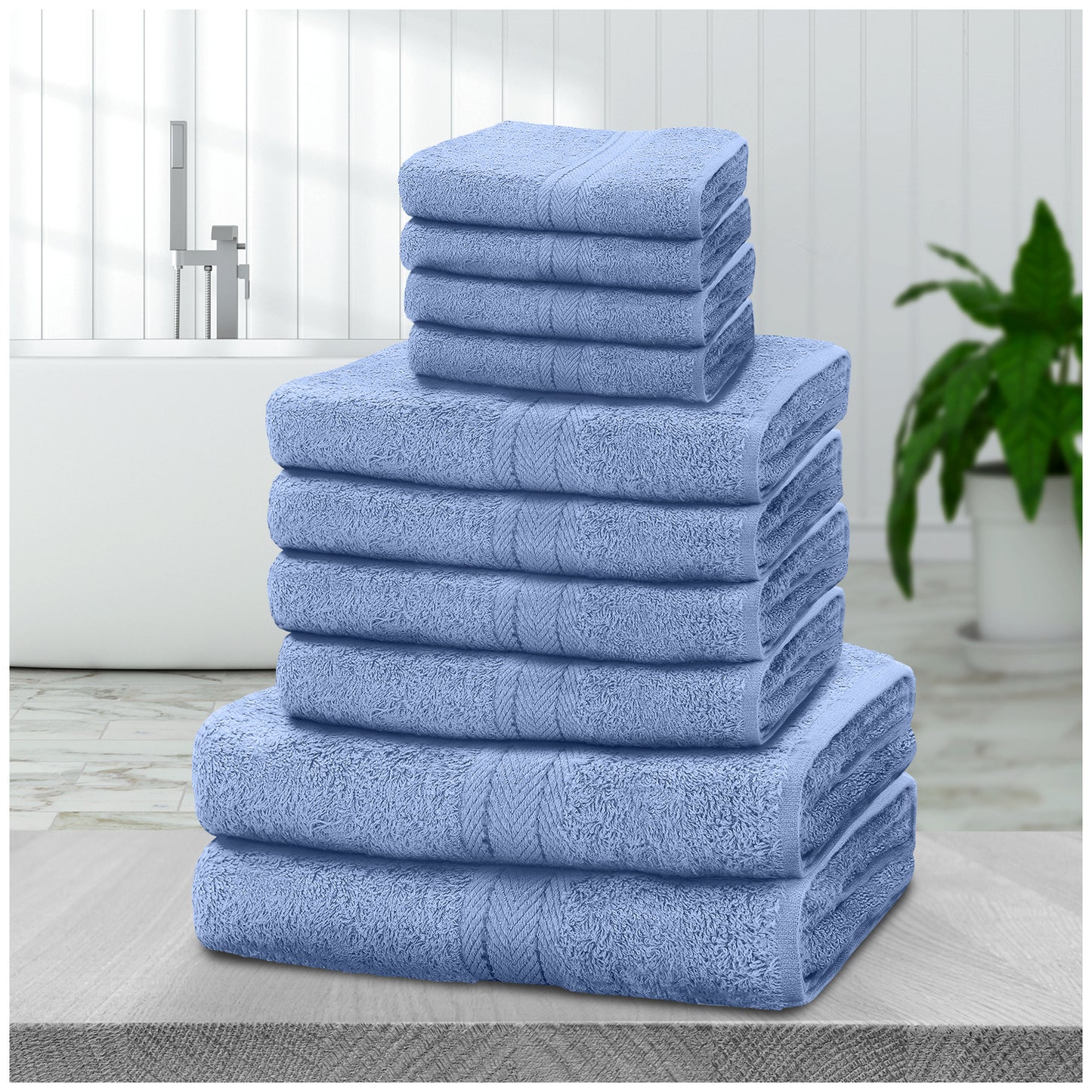 NEW 10 PCS Set 14 Colors Pakistani  Towel Bale Set | Luxurious 100% Cotton Towels Family Pack | Quick-Drying, Highly Absorbent & Ultra-Soft Fabric | Includes 4 Face Towels, 4 Hand Towels, 2 Bath Towels Ideal for Home, Gym, Sp