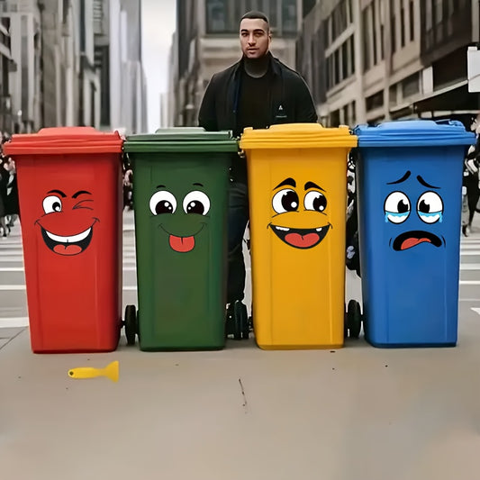 4 Sheets/Set of Cartoon Face Stickers, Self-Adhesive, Suitable for Plastic Surfaces, Removable, Ideal for Home Decoration, Can Be Used on Trash Cans, Walls, Toilet Decor, Refrigerators, And Glossy Surfaces, These Are Fun Them