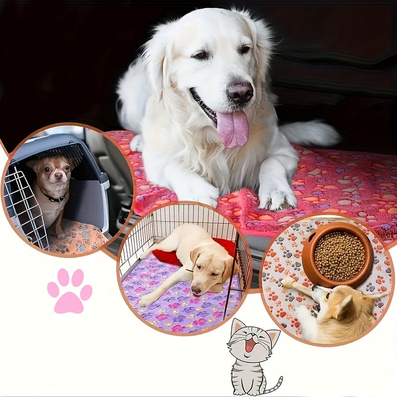 10pcs Soft Pet Blanket Set, All-Season Use - Machine Washable with Paw Pattern - Multifunctional Pet Mat for Small and Medium Dogs and Cats