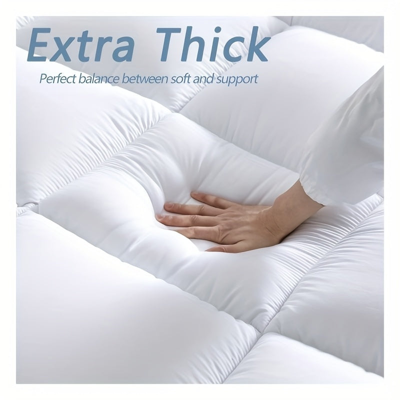 NEW White/Black/Blue/Gray Color Home Hotel Quality Mattress Topper 10cm / 4 inch Thick Filling with Elasticated Straps in Single, Small Double (4Ft), Double, King, Super King Size Bedding Supplies