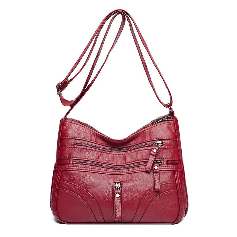 Women's Single Shoulder Bag - Multi-layered New Style Fashionable and Versatile Crossbody Bag for Both Men and Women, Suitable for Casual Use. [The Zipper Direction Is Random]
