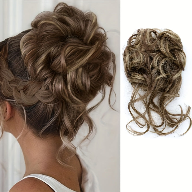 Elegant Women's Synthetic Curly Donut Hair Extension - Easy-to-Style for Daily Wear & Christmas Parties Hair Care Accessories