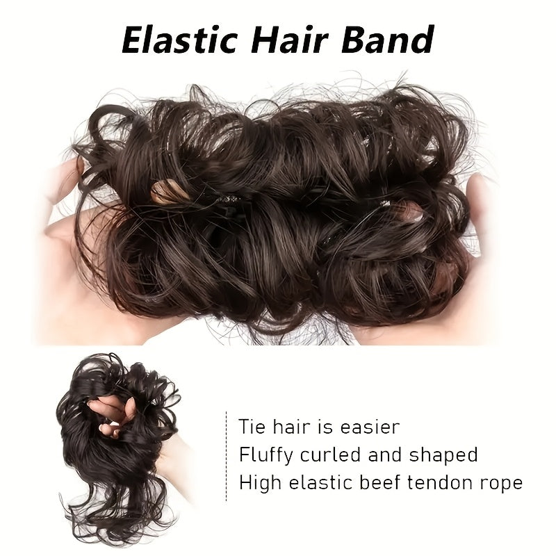 Elegant Women's Synthetic Curly Donut Hair Extension - Easy-to-Style for Daily Wear & Christmas Parties Hair Care Accessories