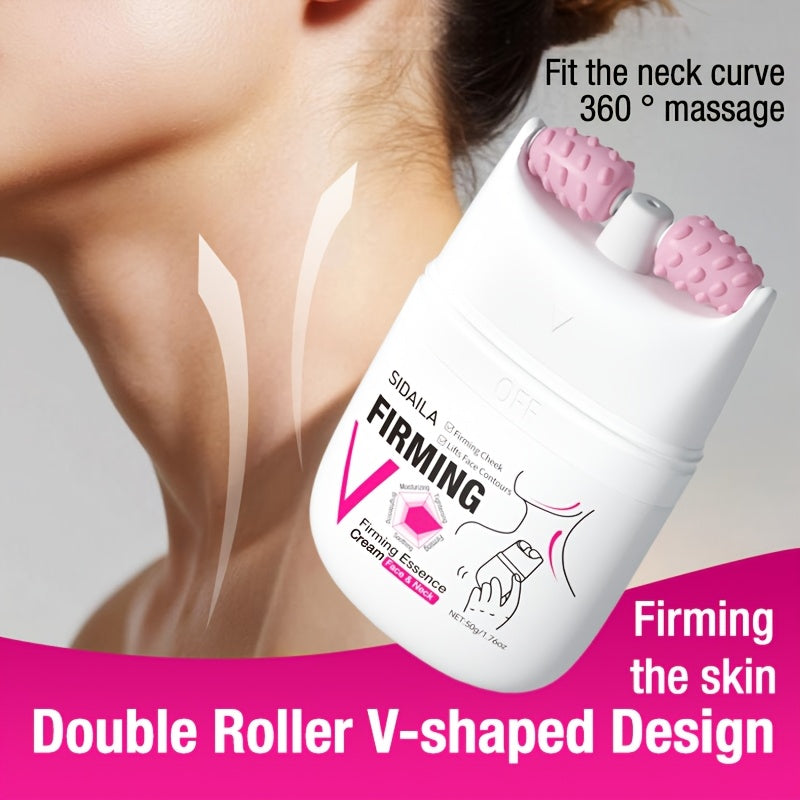 Instant Lifting & Firming Neck Cream 3-in-1 Wrinkle Cream for Neck & Face, Skincare, Lifting, Firming, Smoothing, Minimizes Wrinkles/Fine Lines. Combined with V-Shaped Massage Roller Balls to Accelerate Absorption and Smoothn