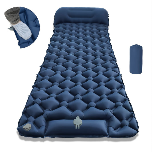 7 Colors 1-Person Ultra-Light Inflatable Camping Mattress with Built-in Pump - Quick Inflation/Deflation Sleeping Pad, Portable Headrest Outdoor Air Bed, Suitable for Hiking, Car Camping, Travel - Orange Camping Comfort Gear