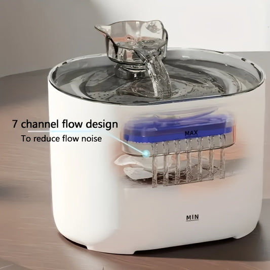Cat and Dogs Fountain Kitty Spout Cat Water Fountain for Cats Indoor 2.2L/73Oz Automatic Pet Water Fountain Quiet Cat Fountains for Drinking Water Fountains for Cats Indoor Filters Included, Without Battery