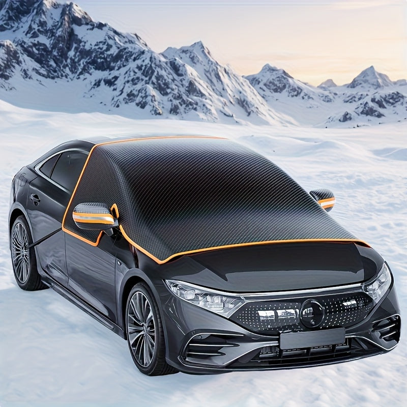 NEW Car Windshield Snow Cover, Suitable for All Vehicles - Durable Oxford Cloth Windshield Snow Shield, Thick Frost Cover with Magnetic Attachments, Magnetically Fixed, Resistant to Strong Winds, Suitable for All Seasons