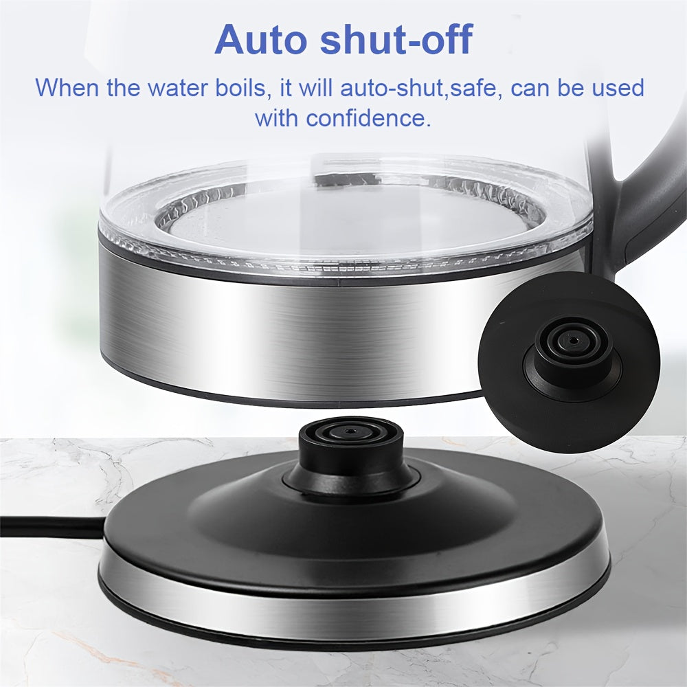 NEW 2L Electric Kettle Glass Quick Cook Portable Kettle 1800w Food Processor Quick Cook Element Portable Kettle Safe, Dry Burning Protection, Suitable For Home Kitchen, Living Room, Coffee, Tea, Kitchen Appliances And Accesso