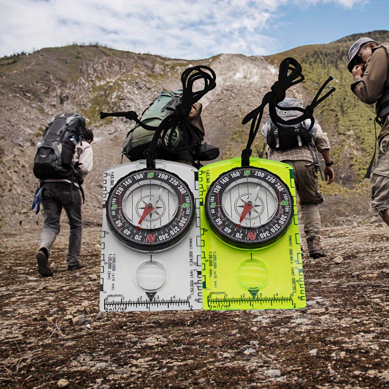NEW 4 Colors  Waterproof Survival Compass with Scale - Durable Acrylic, Ideal for Outdoor Camping & Hiking, Color, Surveying, Map Scale