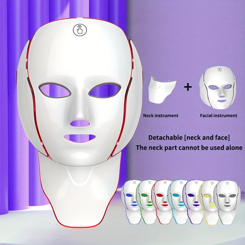 7-Color Multifunctional Portable Facial and Neck Mask Machine | USB Charging, 600mAh Rechargeable Battery, Touch Screen, Wireless, Reusable, Suitable for Both Men and Women, Ideal for Home and Salon Use, Perfect Valentine'S D