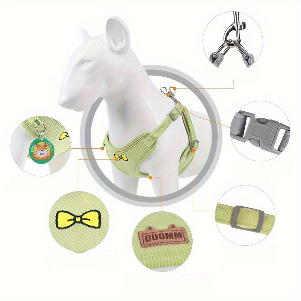 Anti-Breakaway Dog & Cat Harness Vest with Leash - Quick-Dry Breathable Adjustable Pet Vest, Comfortable All-Season Use, Easy Clean Design for Small Pets, Leash Included | Adjustable Pet Harness | Quickdry Material