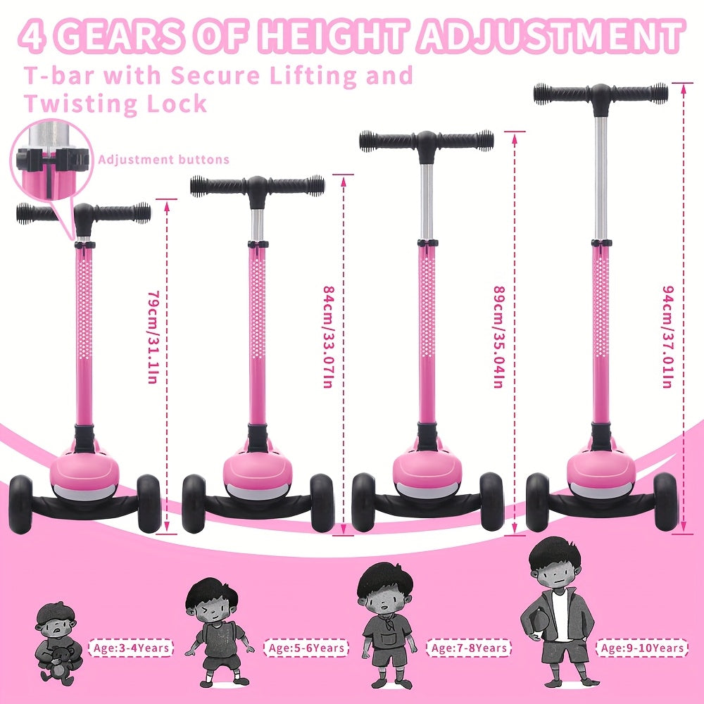 One-Touch Folding Kids scooter with 4-Speed Height Adjustment, Adjustable scooter for toddlers & children, Rear Brake, Heavy-Duty Construction - Ideal Birthday or Christmas gift for Ages 2+ (Blue/Pink/Black) - Space-Saving Fo