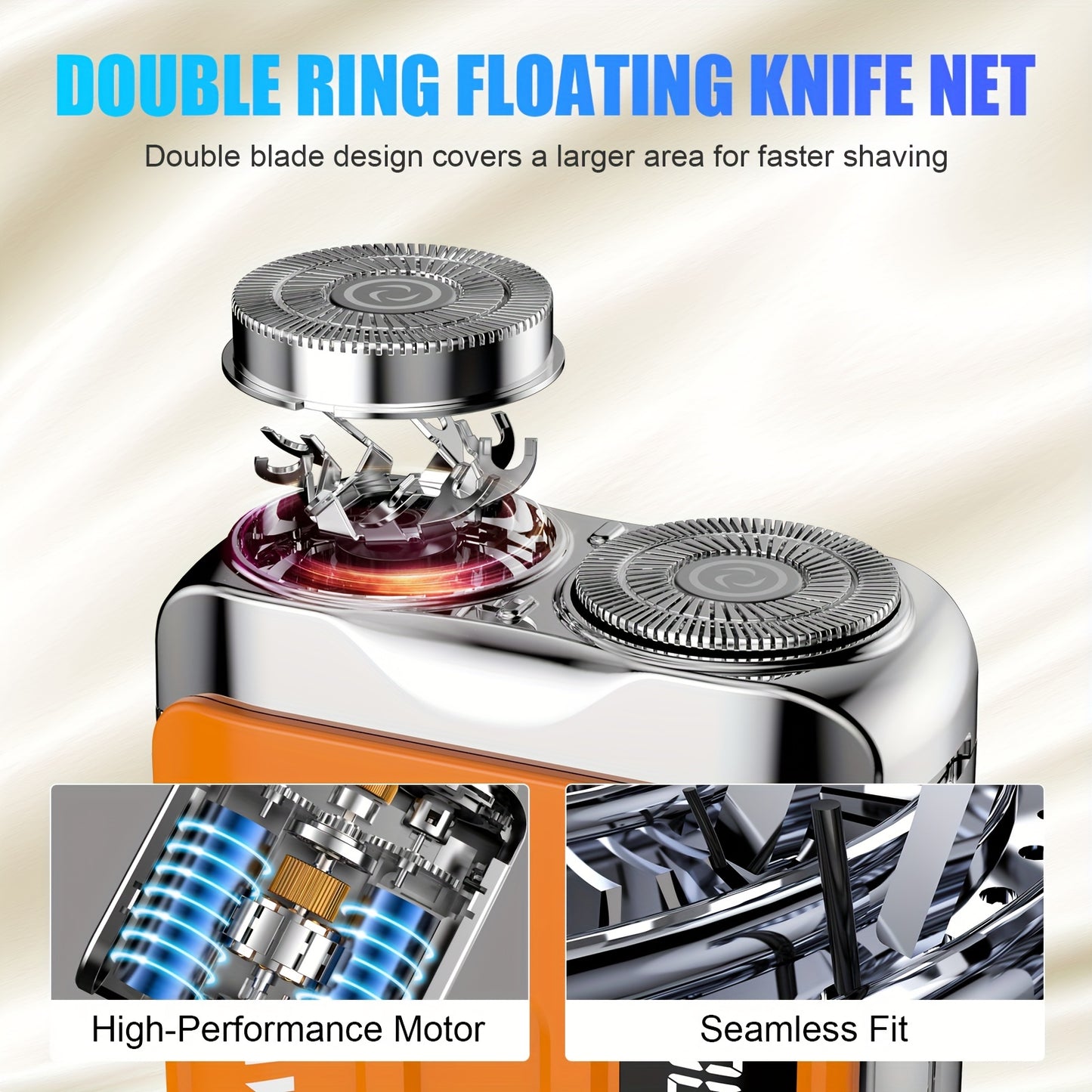 New Upgraded Mini Electric Portable Dual Blade Floating Men's Electric Shaver with Digital Display, Five Color Options, Clean Shaving, USB Charging, Travel Business Trip Hotels Men Grooming Tools